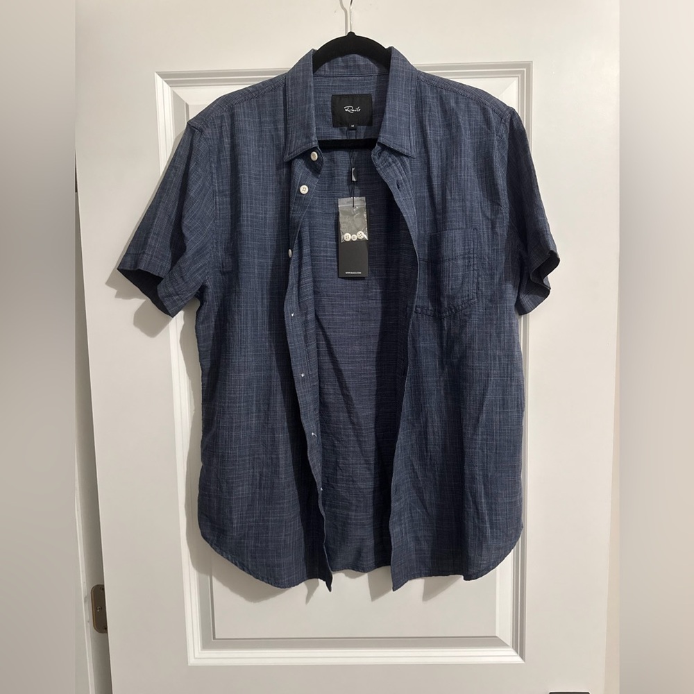 Rails Men’s Short-Sleeve Button-Up Shirt in Dark Blue